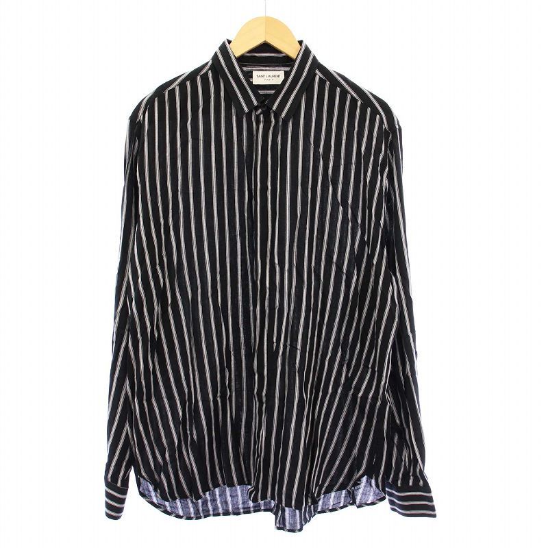 サンローラン パリ SAINT LAURENT PARIS シャツ 長袖 ストライプ 42 