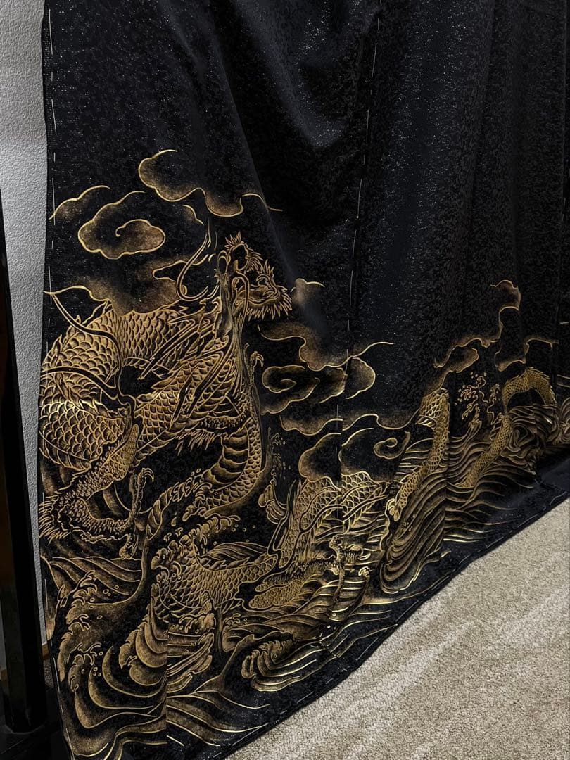 訪問着 未仕立て品 仮絵羽 銀通し 龍 正絹 八掛付き 大衆演劇 舞台衣装