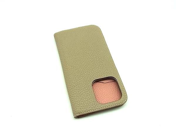 美品 ボナベンチュラiphone15 エンボスクロコ レザー 手帳ケース