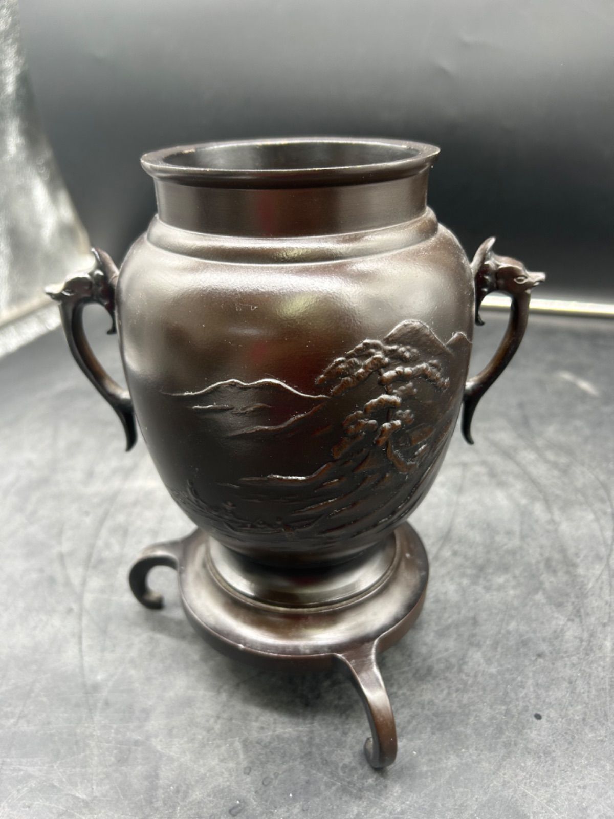 メ037 薄端 銅製花器 花瓶 置物 工芸 三つ足 古美術 - メルカリ