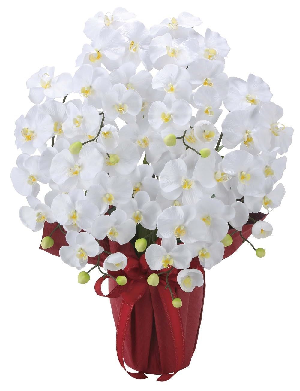 新着商品 造花 アート フラワー アレンジ 光触媒 空気清浄 インテリア植物 フェイク リボンラッピング胡蝶蘭|エレガント7本立-ホワイト