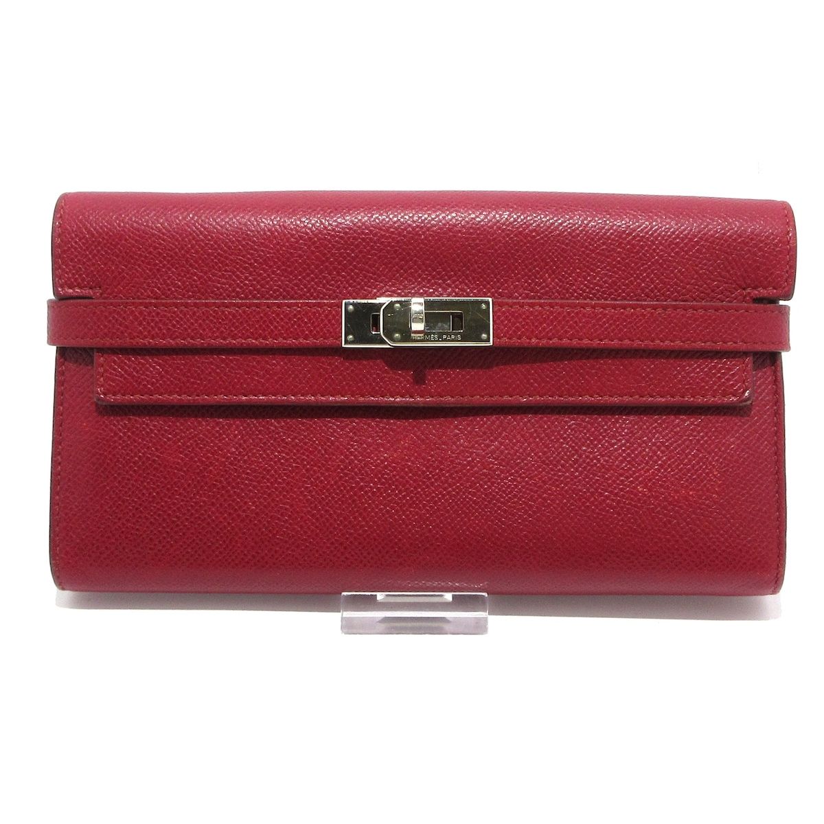 HERMES エルメス 財布 ケリーウォレットロング ルビー シルバー金具