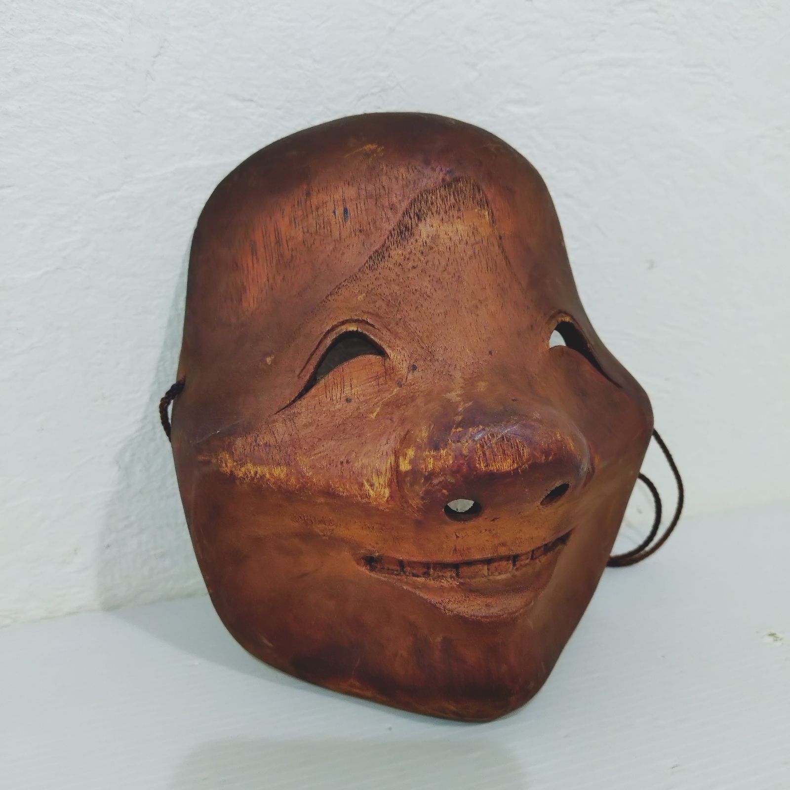 骨董 木彫り面 能面 神楽面 民俗芸術 ひょっとこ ひょっとこもどき 縁起物 魔除け 縁結び