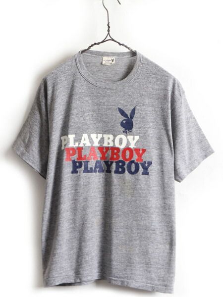 70s 80s USA製 □ PLAYBOY プレイボーイ ラビットヘッド ロゴ-