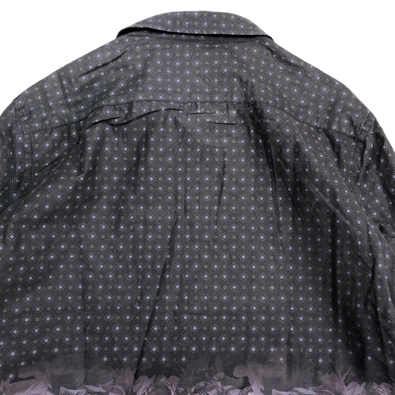 メンズ ポールスミスPaul Smith グラフィックプリント長袖シャツ 黒マルチL