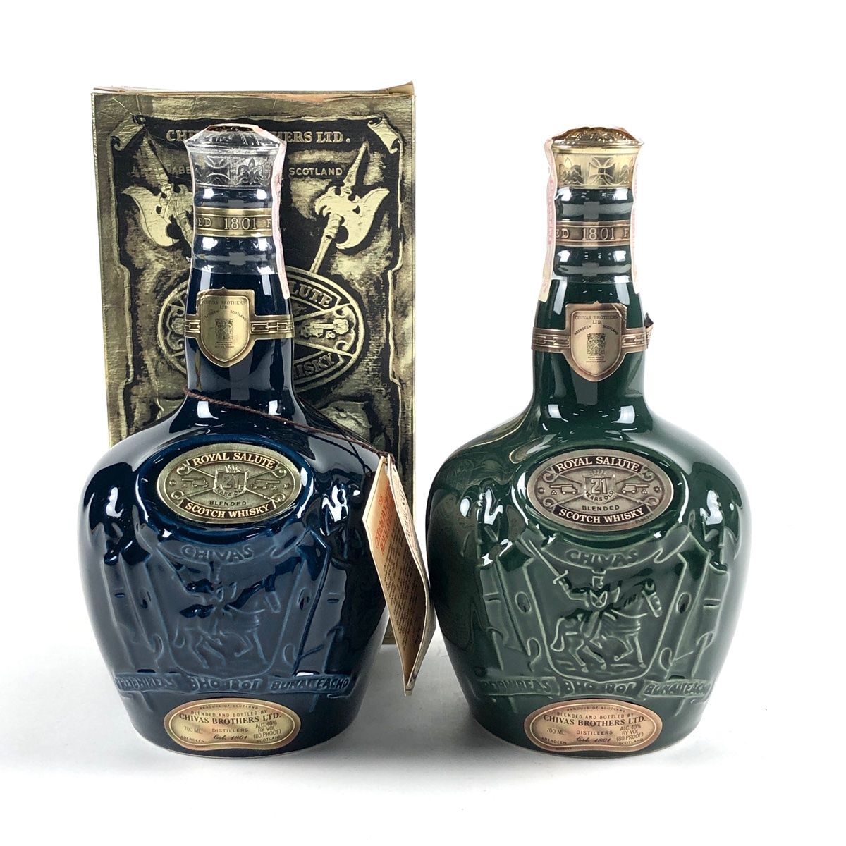 2本 シーバスリーガル CHIVAS REGAL ロイヤルサルート 21年 青 緑