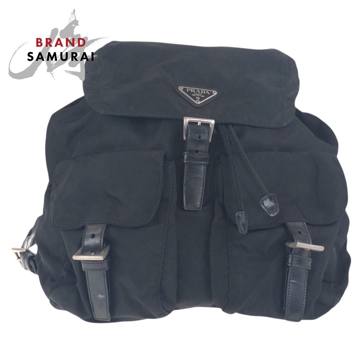 PRADA プラダ テスート 三角ロゴプレート ブラック 黒 シルバー金具 ナイロン バックパック リュックサック レディース 503005