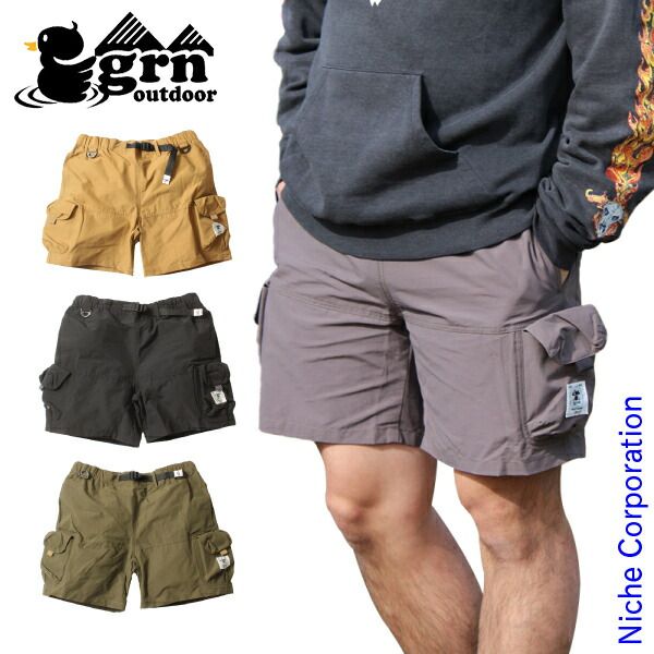 新品】 grn outdoor TEBURA ショーツ (GO0329QZ) (GY グレー M)