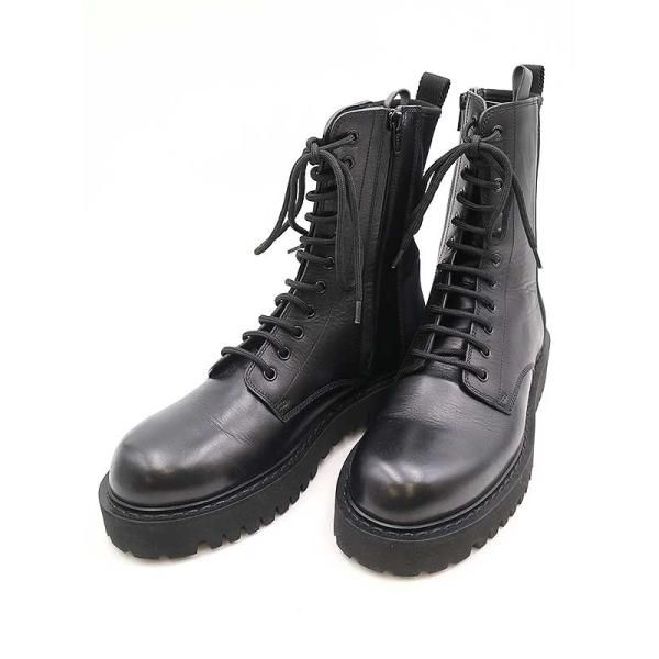 VALENTINO ヴァレンティノ 20SS サイドジップコンバットレザーブーツ TVE07Y2 ブラック 42