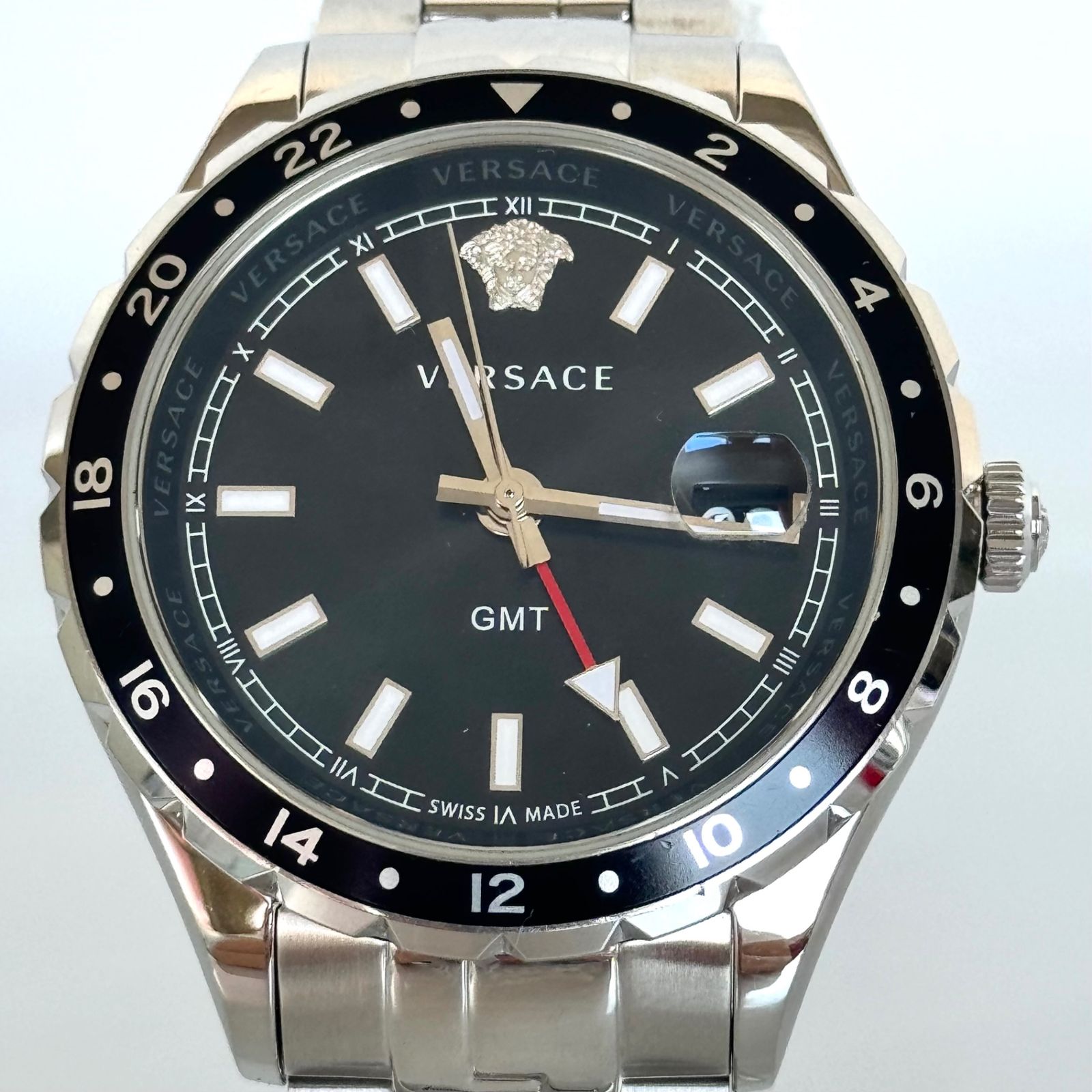 希少】ヴェルサーチ ヘレニウム GMT V11 クォーツ 黒 デイト表示