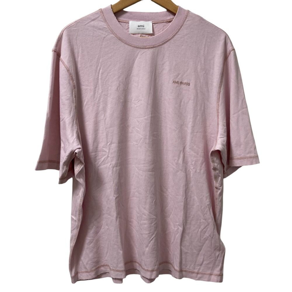 ♥ 23AW AMI PARIS アミパリス クルーネック 五分袖 フェイドアウト Tシャツ カットソー UTS016.JE0051 サイズM ピンク メンズ レディース 古着
