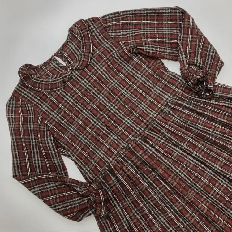 ピンクハウス 赤系チェック ネル ワンピース 美品】ピンクハウス 赤茶系チェック ネル ワンピース/2023年 春