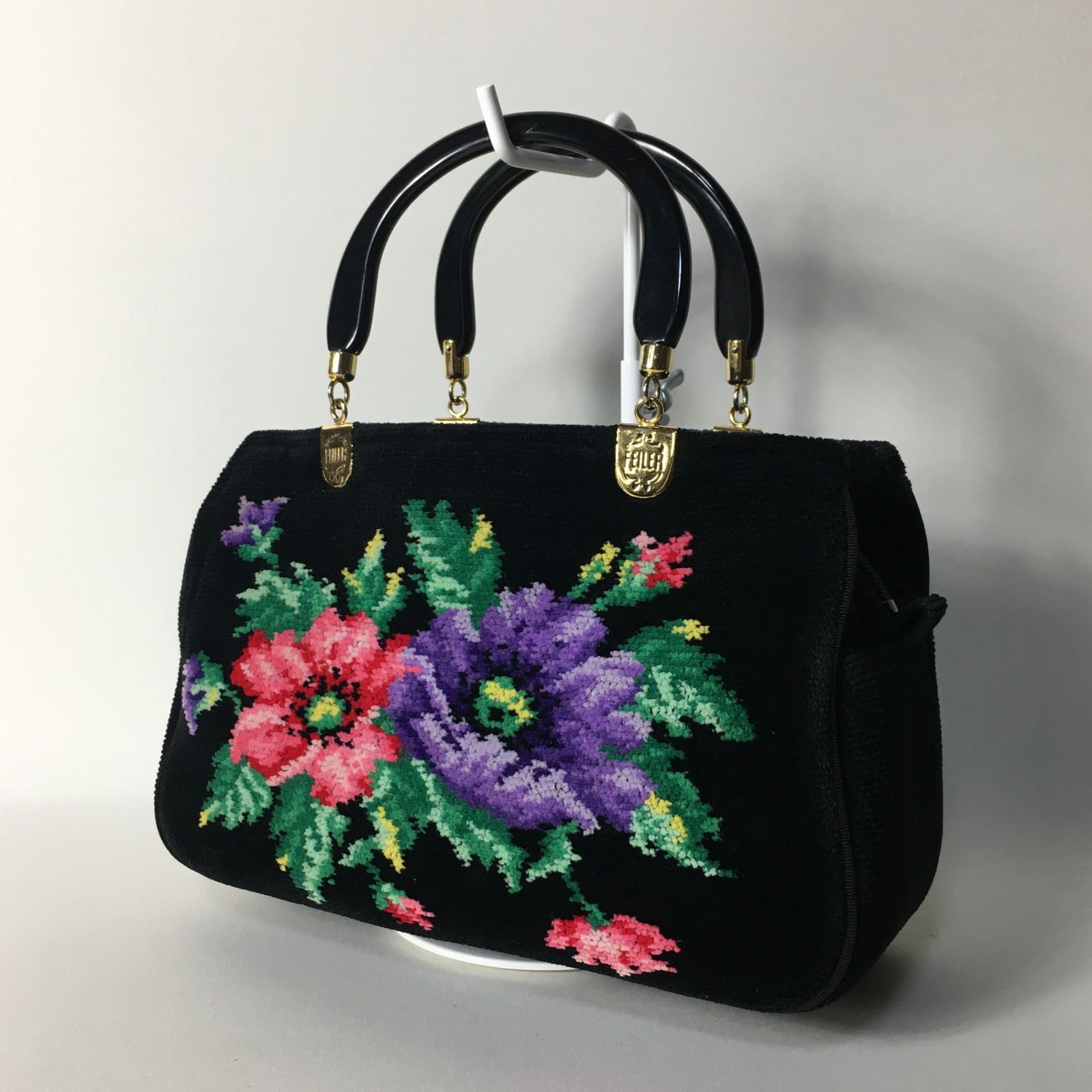 2506-144｜美品｜フェイラー ハンドバッグ シュニール織 花柄刺繍 