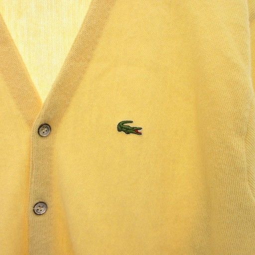 【かっしー】80s アイゾットラコステ アクリルカーディガン イエロー M ラコステ LACOSTE IZOD 80s ヴィンテージ アクリルカーディガン