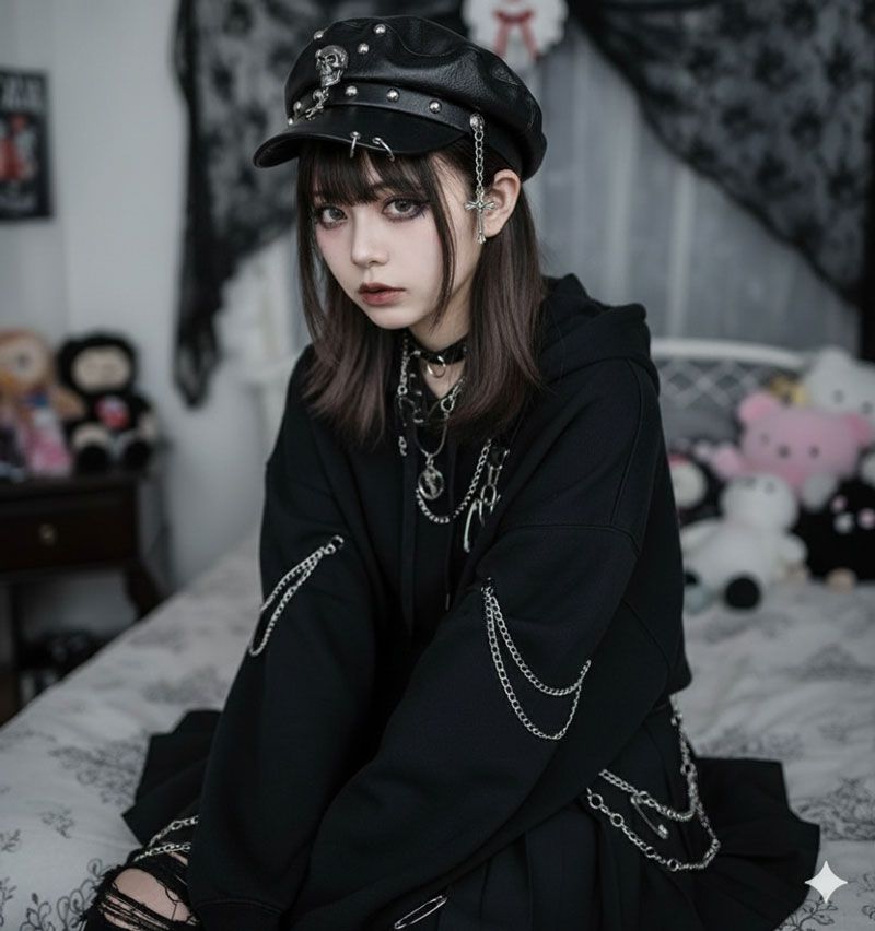 キャスケット スカル クロス 十字架 キャップ レザー 革 ベレー帽