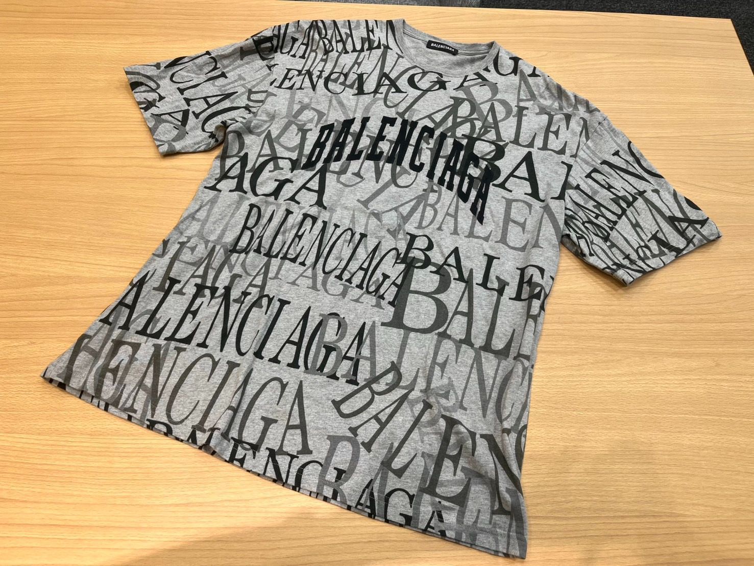 EL5 バレンシアガ ロゴ刺繍 総柄 プリント Ｔシャツ 19AW 578139 グレー BALENCIAGA MK9973