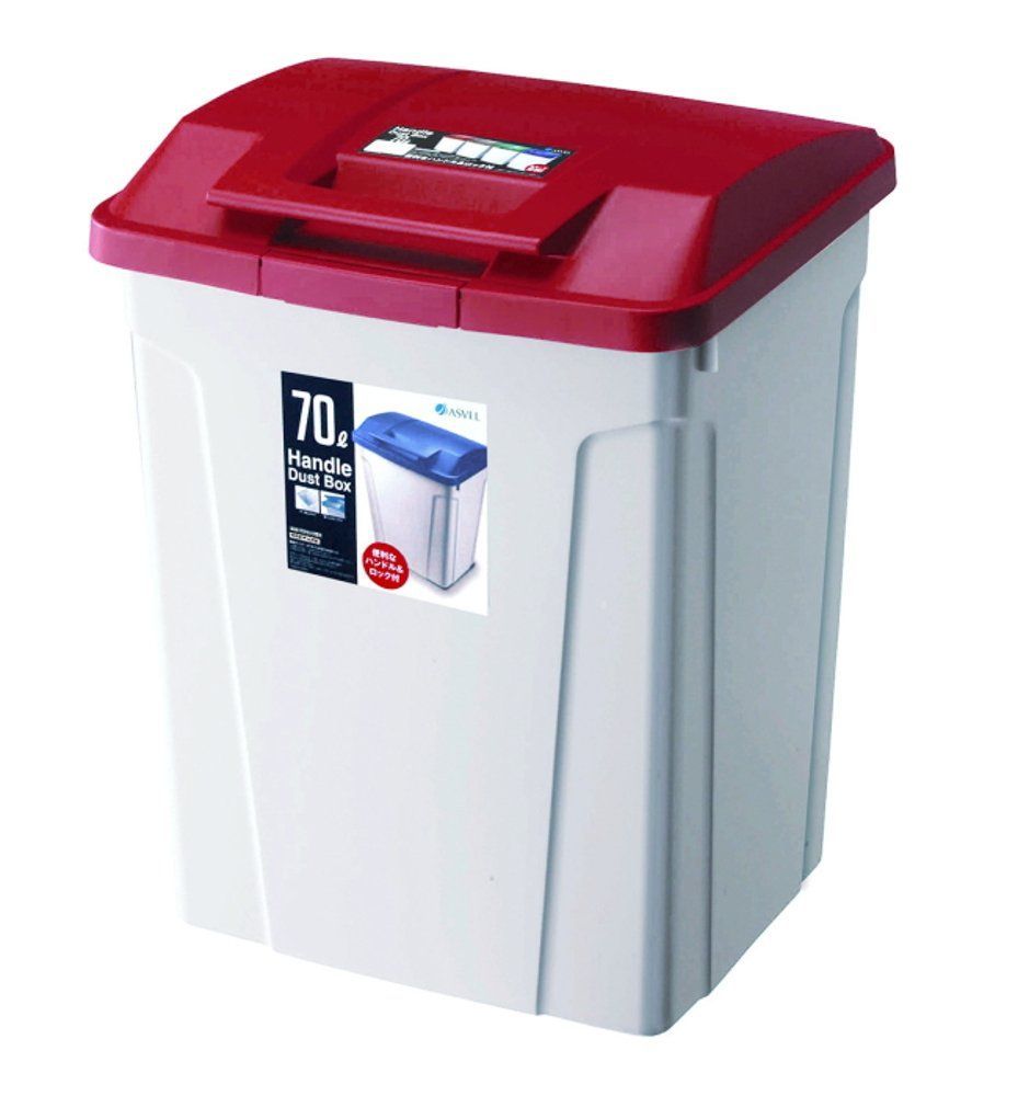 【数量限定】6747 R ハンドル付分別ダストボックス70L レッド アスベル