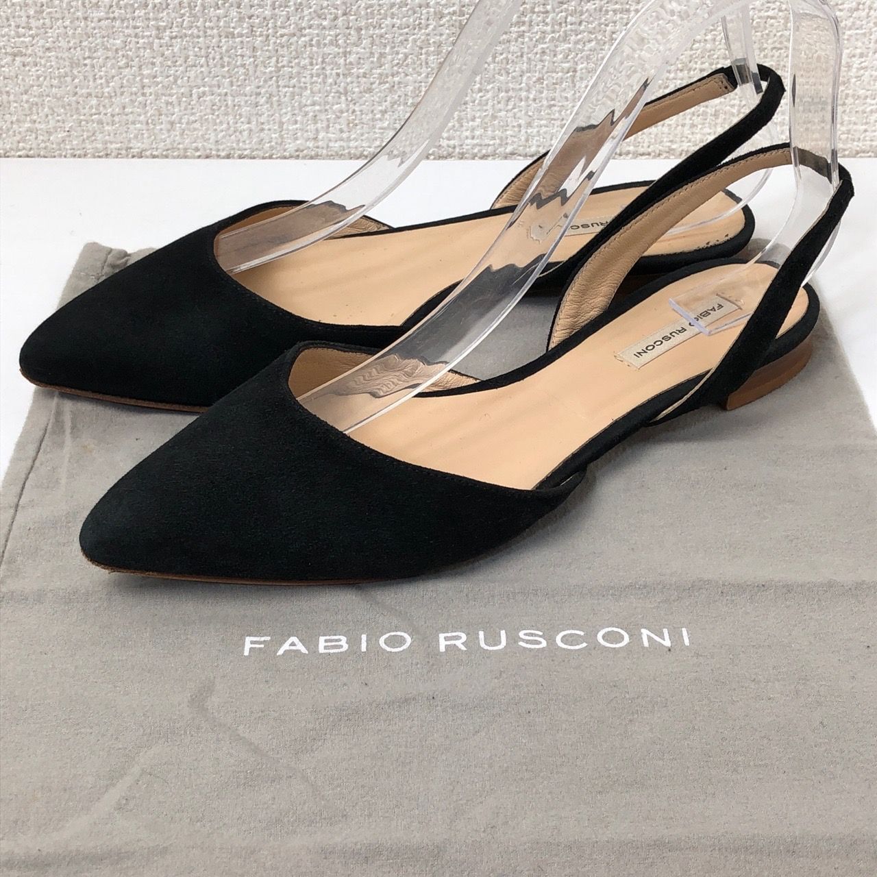 【美品】 ファビオルスコーニ ブラック スエード フラットシューズ ○ファビオルスコーニ FABIO RUSCONI フラットパンプス