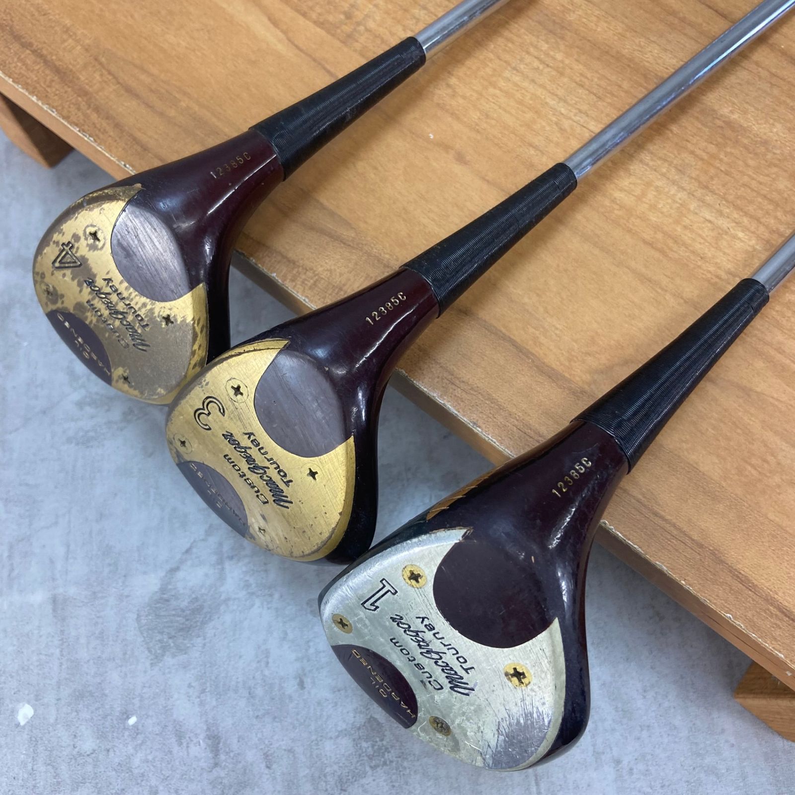 マグレガー カスタムターニー メンズゴルフ パーシモンセット 3本 右