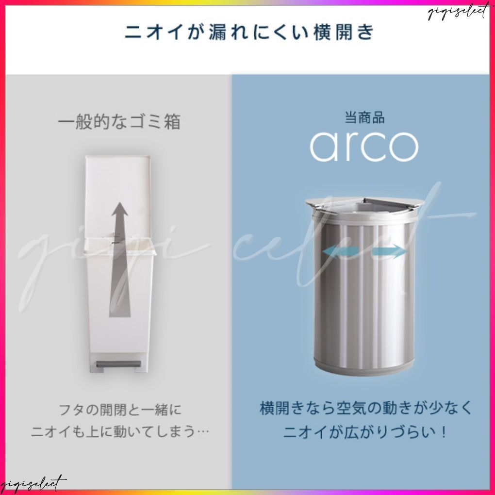 横開きステンレス自動開閉ゴミ箱 arco-アルコ-
