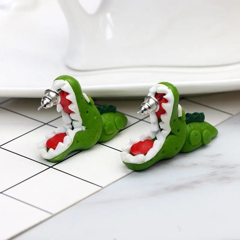 ワニ ピアス わに 緑 かわいい 3D デフォルメ メンズ レディース ワニ ピアス わに 緑 かわいい 3D デフォルメ メンズ レディース