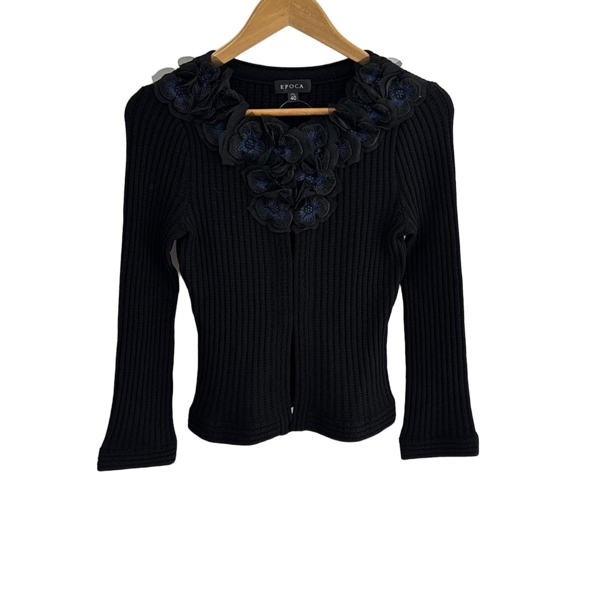EPOCA(エポカ) カーディガン サイズ40 M レディース美品 - 黒×ネイビー
