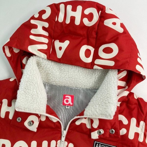 ARCHIVIO アルチビオ 2WAY 蓄熱 中綿ジャケット ロゴ柄 レッド系 48