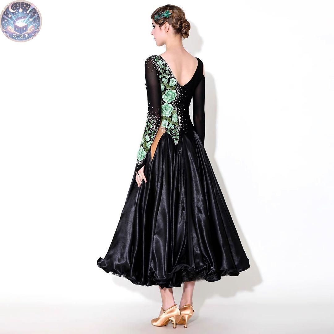 魅力溢れるストーン付スタンダードドレス 華やかダンスパーティーにおすすめ