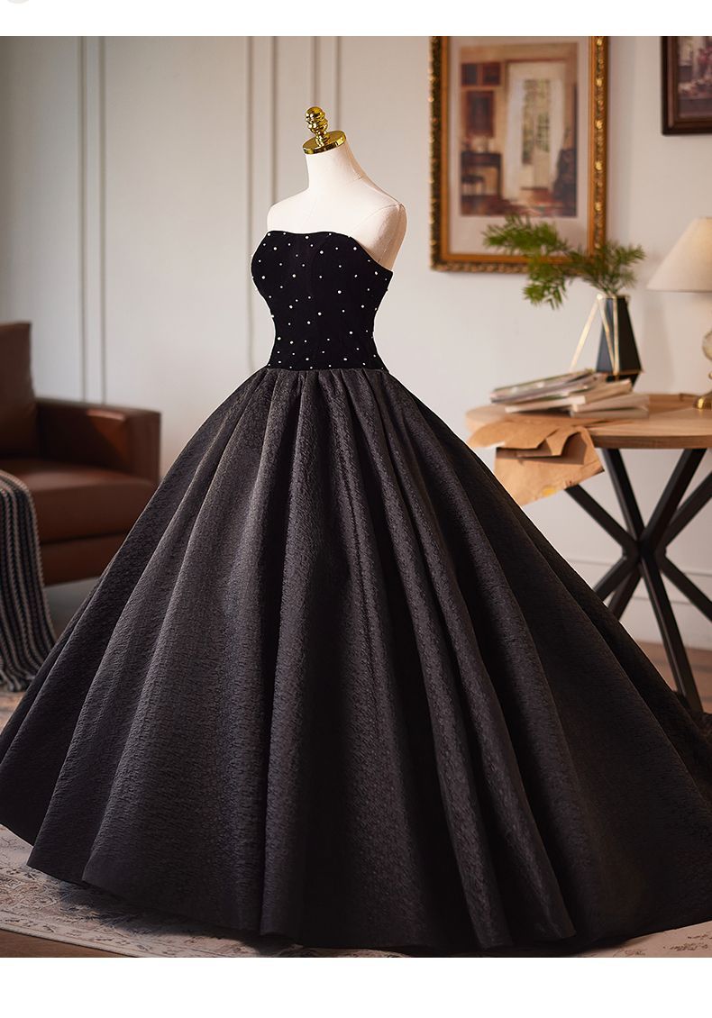 ブラック 抹胸デザイン 蓬蓬スカート ロングドレス レディース 感 軽量ウェディング ドレス 宴会 パーティー 上品 豪華