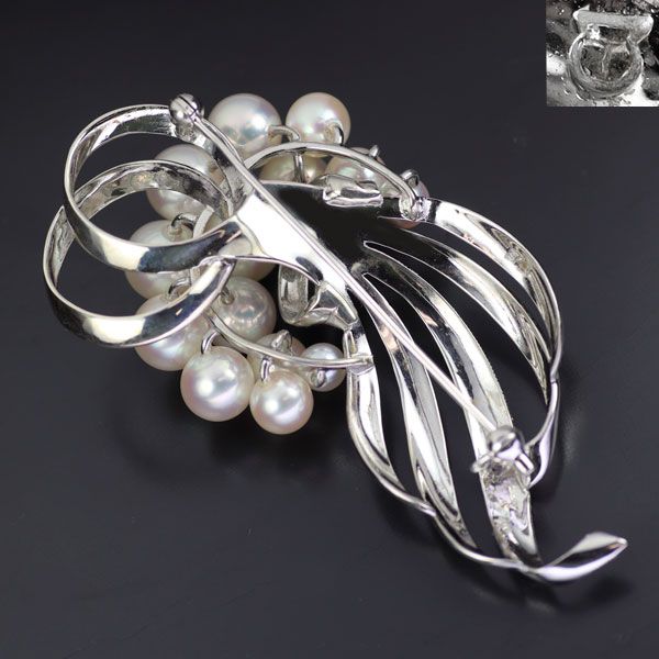 美品 田崎真珠 ブローチ あこやパール silver タサキ  刻印　7mm パールネックレス 本真珠 あこや / 刻印S SILVER / 田崎真珠
