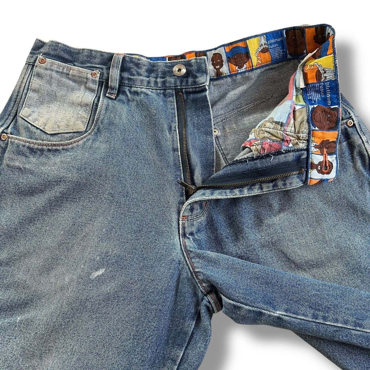 Platinum Fubu フブ ファットアルバート 刺繍 バギーデニム W34