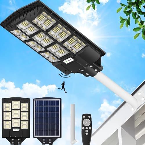 1044 LED 大型 超明るい LED ソーラー街灯 屋外 1200w 45000LM 外灯 IP67防水 センサーライト 屋外 人感センサー 光センサー 防犯最適 led街灯 屋外照明 夜間自動点灯 3.2V|30000mAH