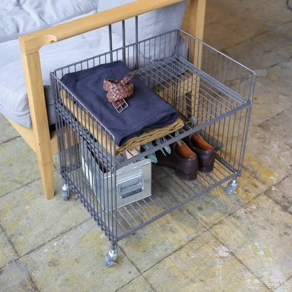 ワゴン スチールラック 収納 棚 キャスター付き ワイヤー ワイド 幅広 2段 インダストリアル 無骨な インテリア おしゃれ 鉄製 シンプル lic-nit-0048 NEXPOTALLINN_EU