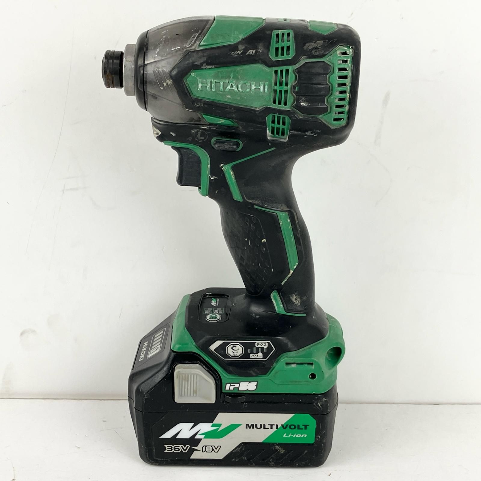 ЗЗHITACHI 日立 36v 充電式インパクトドライバ バッテリー×1付 充電器なし WH36DA グリーン×ブラック