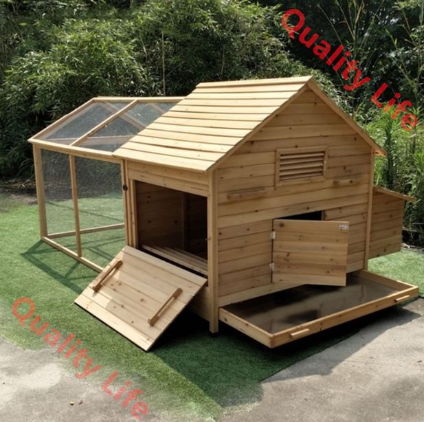 屋外鶏小屋 巣箱とランプラン付きの天然木製鶏小屋