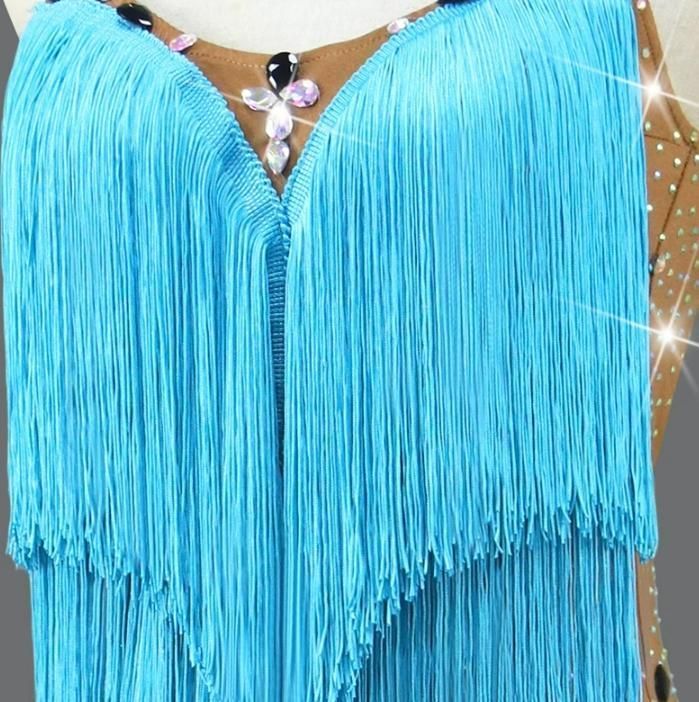 社交ダンスドレス ラテンドレス 競技 デモ用 空ブルー オーダーメイド