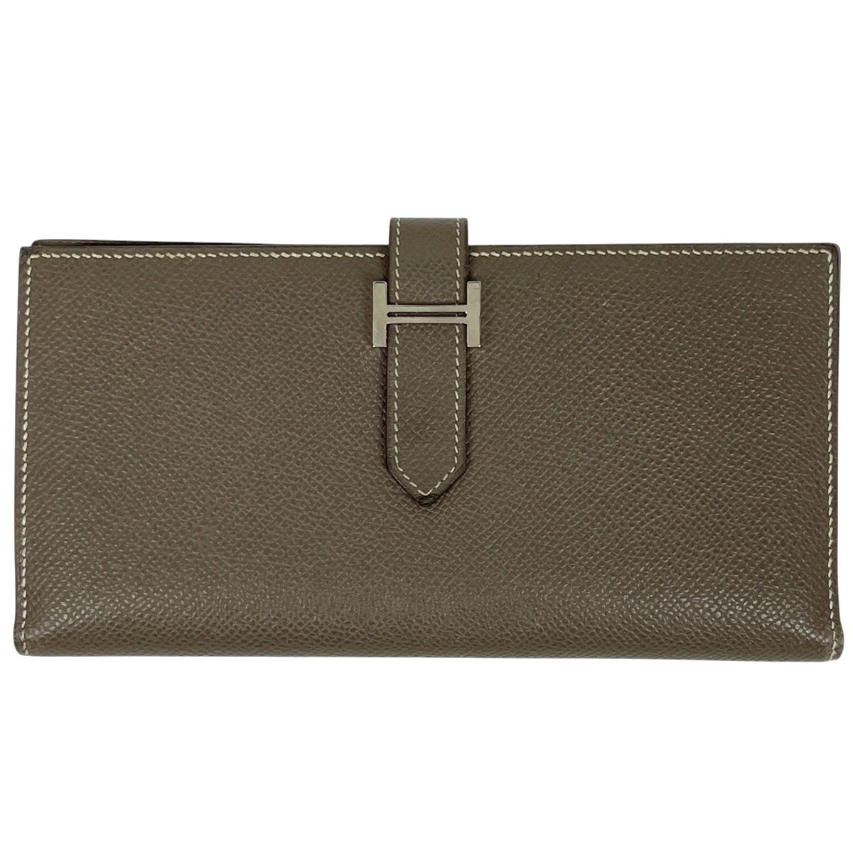 エルメス HERMES ベアン スフレ Hロゴ 長財布 レザー エトゥープ