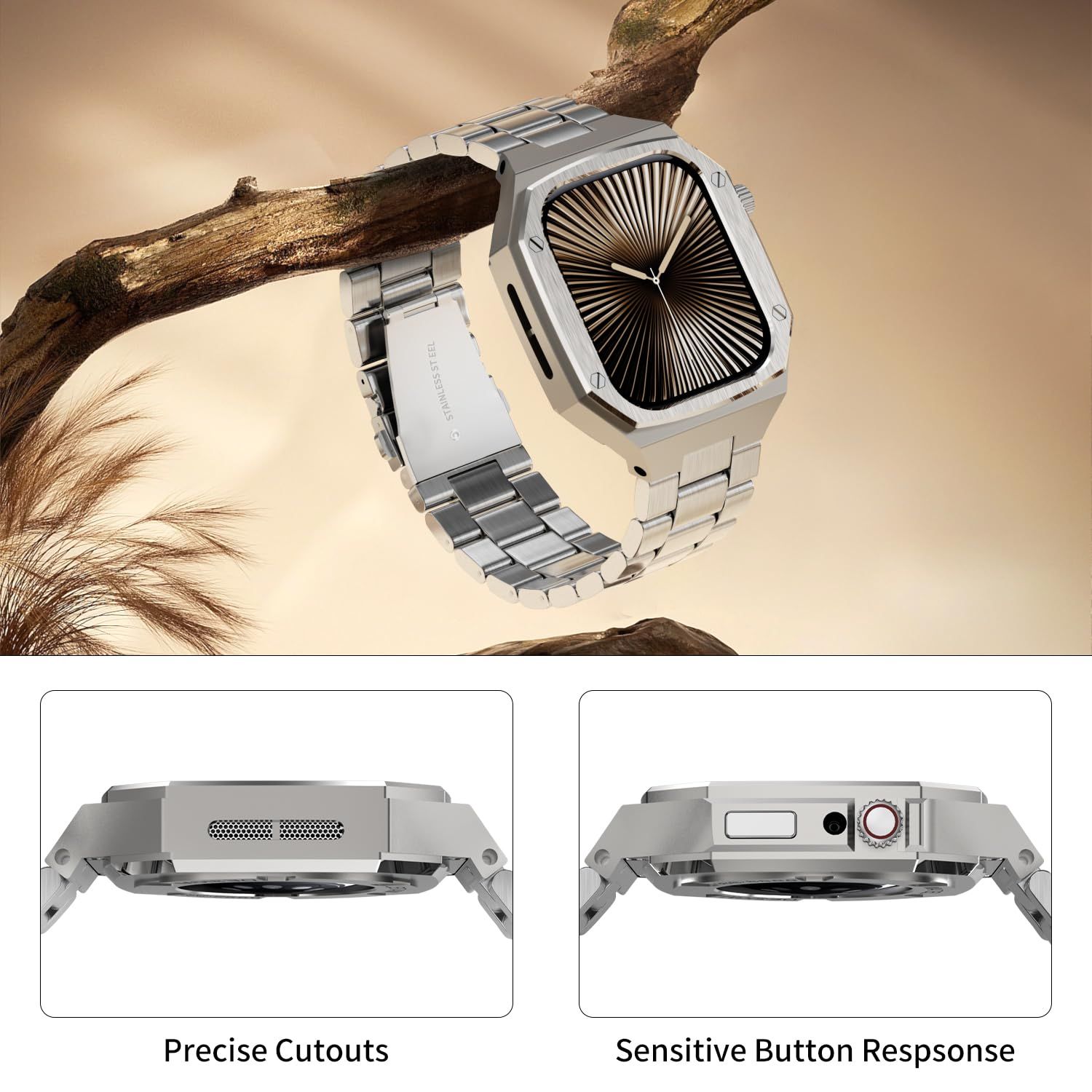 Apple Watch バンド メタル ケース 46mm アップルウォッチバンド 頑丈 
