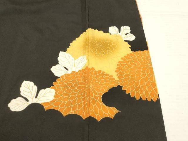 黒留袖 作家物 友禅 鴛鴦 花柄模様 金銀彩 縮緬 K-4901 黒留袖 作家物 友禅 鴛鴦 花柄模様 金銀彩 縮緬 K-4901