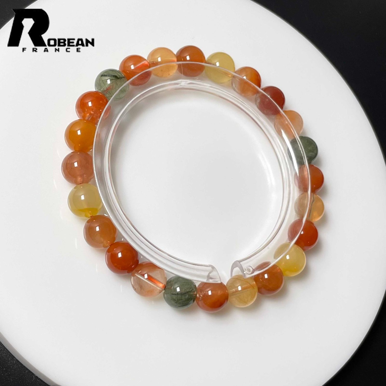 逸品 EU製 定価5万円ROBEAN・ガーデンルチルクォーツブレスレット パワーストーン 天然石 原石 開運 お守り プレゼント ギフト 7.9-8.3mm M0227428