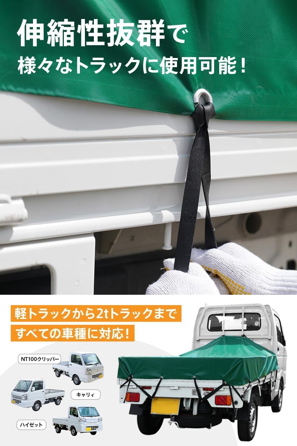 数量限定】荷台シート 輪っかタイプのゴムバンドと荷物固定用ロープつき Webirth 軽トラック用と2tトラック用から選べる  (ブラック2.1m×1.9m 軽トラック用) 【在庫処分】軽トラック用と2tトラック用から選べる (輪ゴムバンド 輪っかタイプのゴムバンドと 荷物固定用ロープ ...