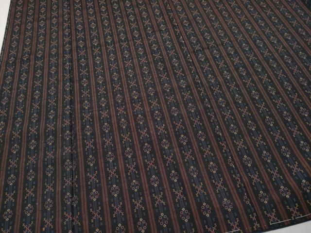 平和屋本店■極上　伝統工芸士　七代目　吉澤与市　須原花織　紬　濃紺地　証紙付き　逸品　未使用　CYAA2897s5 平和屋本店□極上 伝統工芸士 七代目 吉澤与市 須原花織 紬 濃紺地