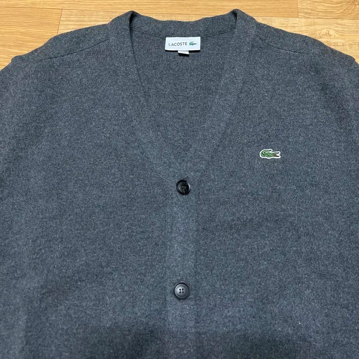 LACOSTE ラコステ ウールプルーフカーディガン チャコールグレー 105 サイズ