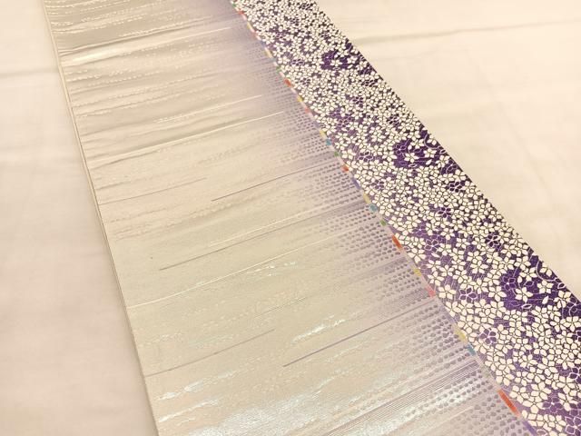 平和屋着物◎六通柄袋帯 唐織 花間道 銀糸 正絹 逸品 BAAU5537hv