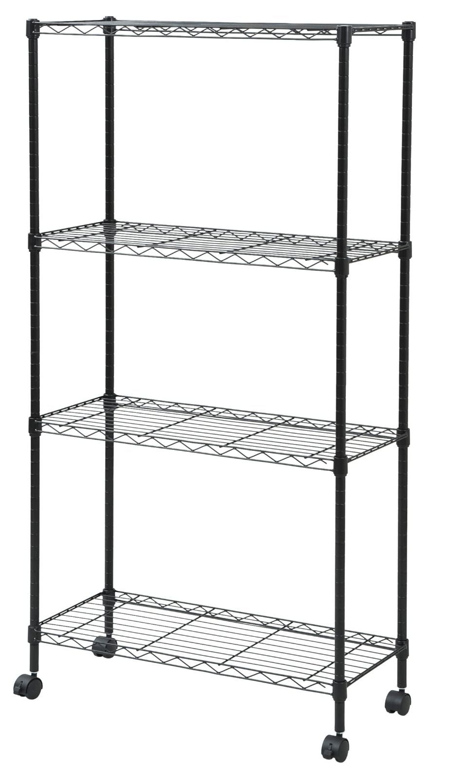 幅70棚 キャスター付き ブラック 4段 スリムメタルシェルフ RS-14734CJH BK 山善 YAMAZEN