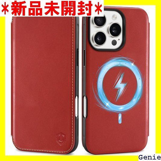 SHIELDON iPhone 16 ProMax対応 ケース 手帳型 本革 あいふぉん 16 プロマックス 対応 スマホカバー カード収納 マグネット内蔵 衝撃吸収 RFIDブロッキング 全面保護 アイホン 16 プロマックス対応 スマ レトロレッド 127