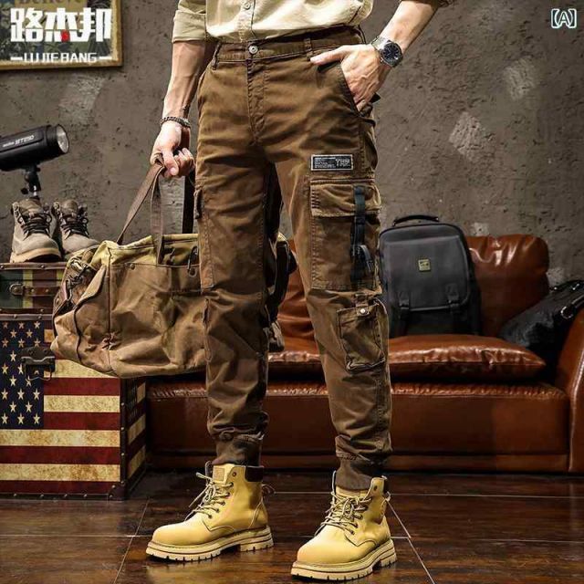 31 秋冬 コーデ メンズ 服 シンプル ファッション オシャレ 大人 かっこいい 大きいサイズ ストリート 紳士服 スリム ストレート マルチ ポケット タクティカル ズボン カジュアル パンツ