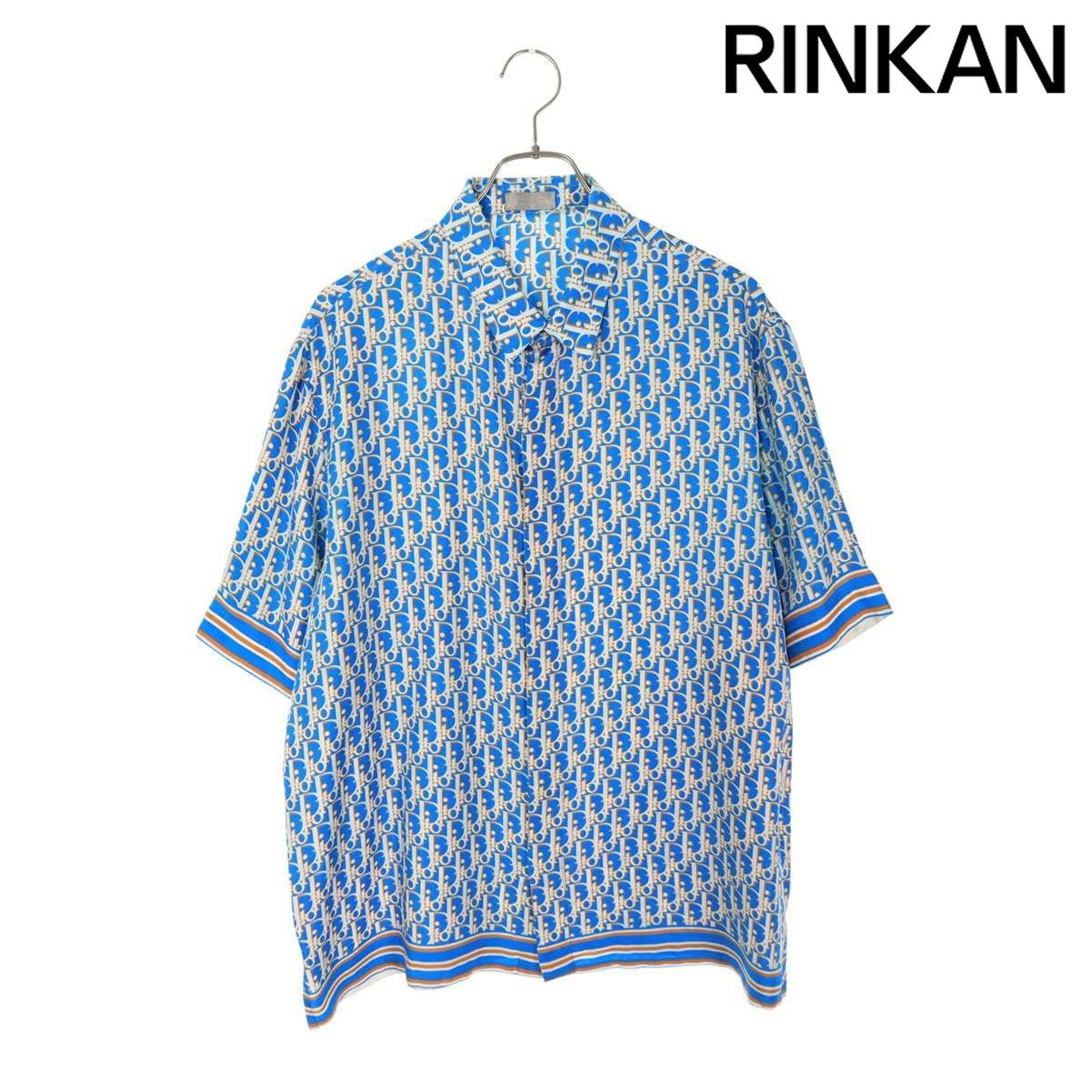 ディオール 23SS 193C545A4751 オブリーク総柄シルク半袖シャツ メンズ 41