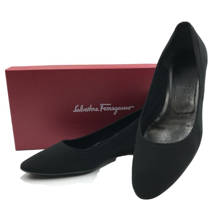 FERRAGAMO フェラガモ NERO FABRIC ウェッジソール パンプス ブラック 