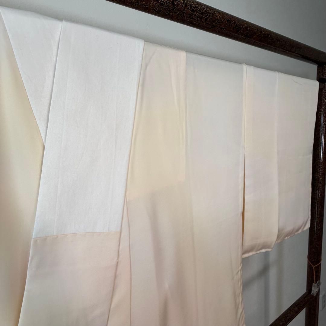 超 正絹 長襦袢 袷 着物 125㎝ ベージュ スワトウ刺繍 横幅たっぷり